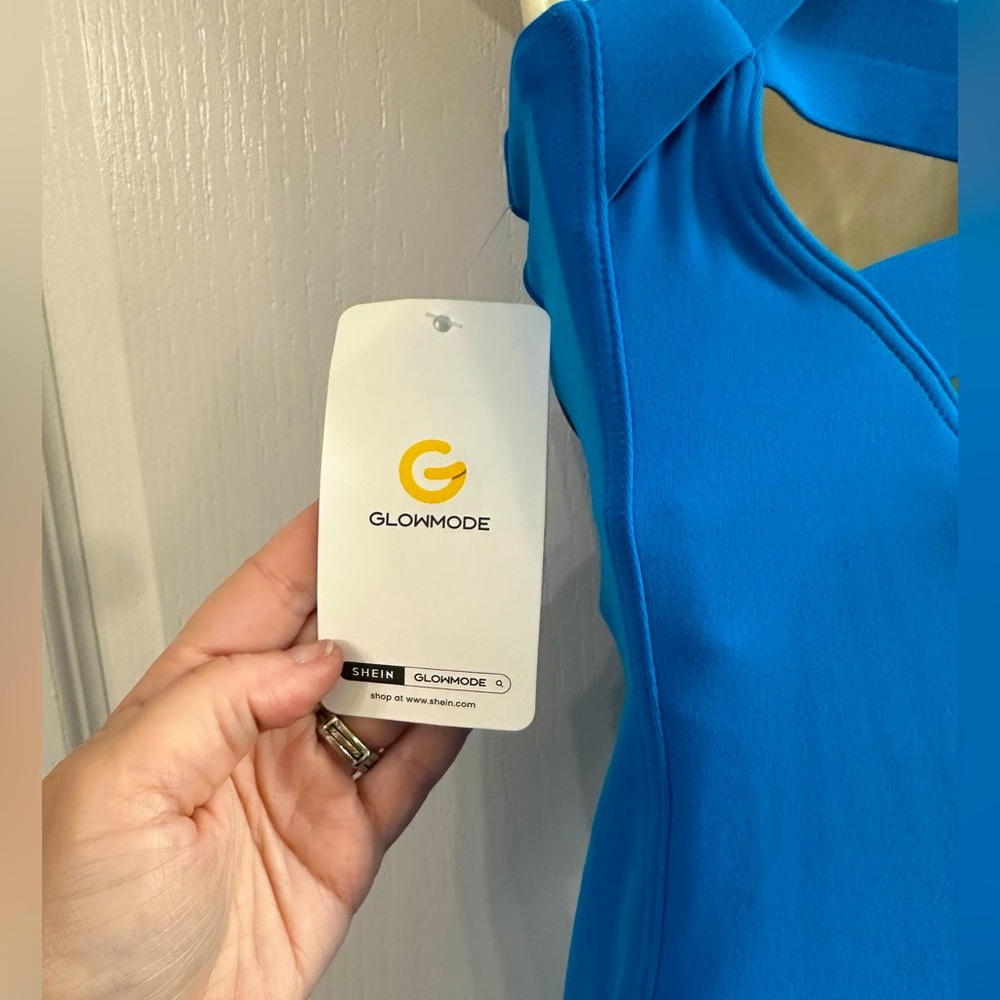 Women’s Blue Racerback A-Line Dress - Picture 3 of 6